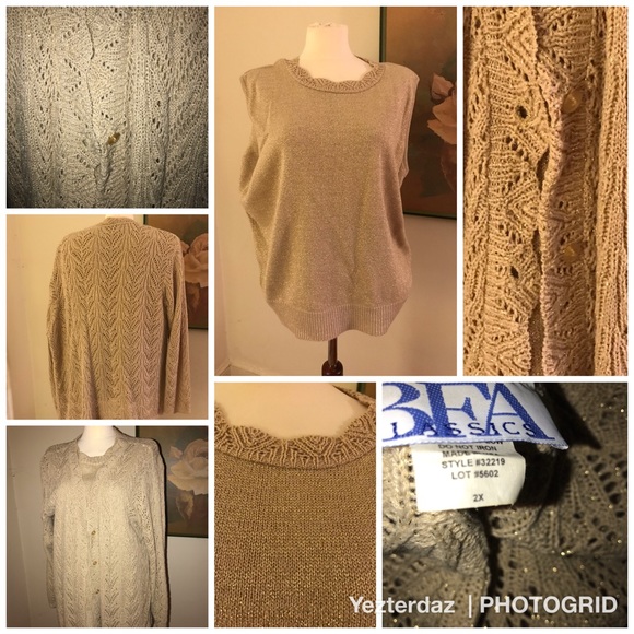 BFA Classic Sweaters - Vintage sweater set with gold sprinkle thread